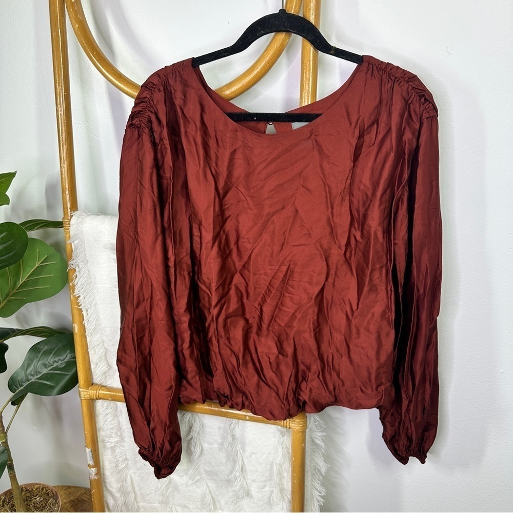NWT Anthropologie Red Long Sleeve Blouse sz L